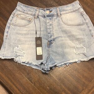 Fashion Nova Sky Blue Ripped Jean Shorts